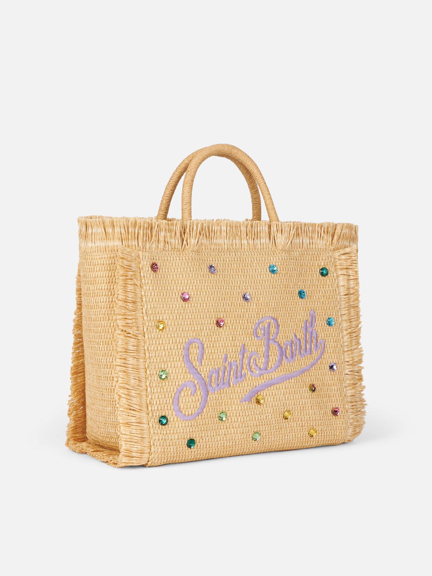 Borsa Colette effetto paglia con decorazioni in strass