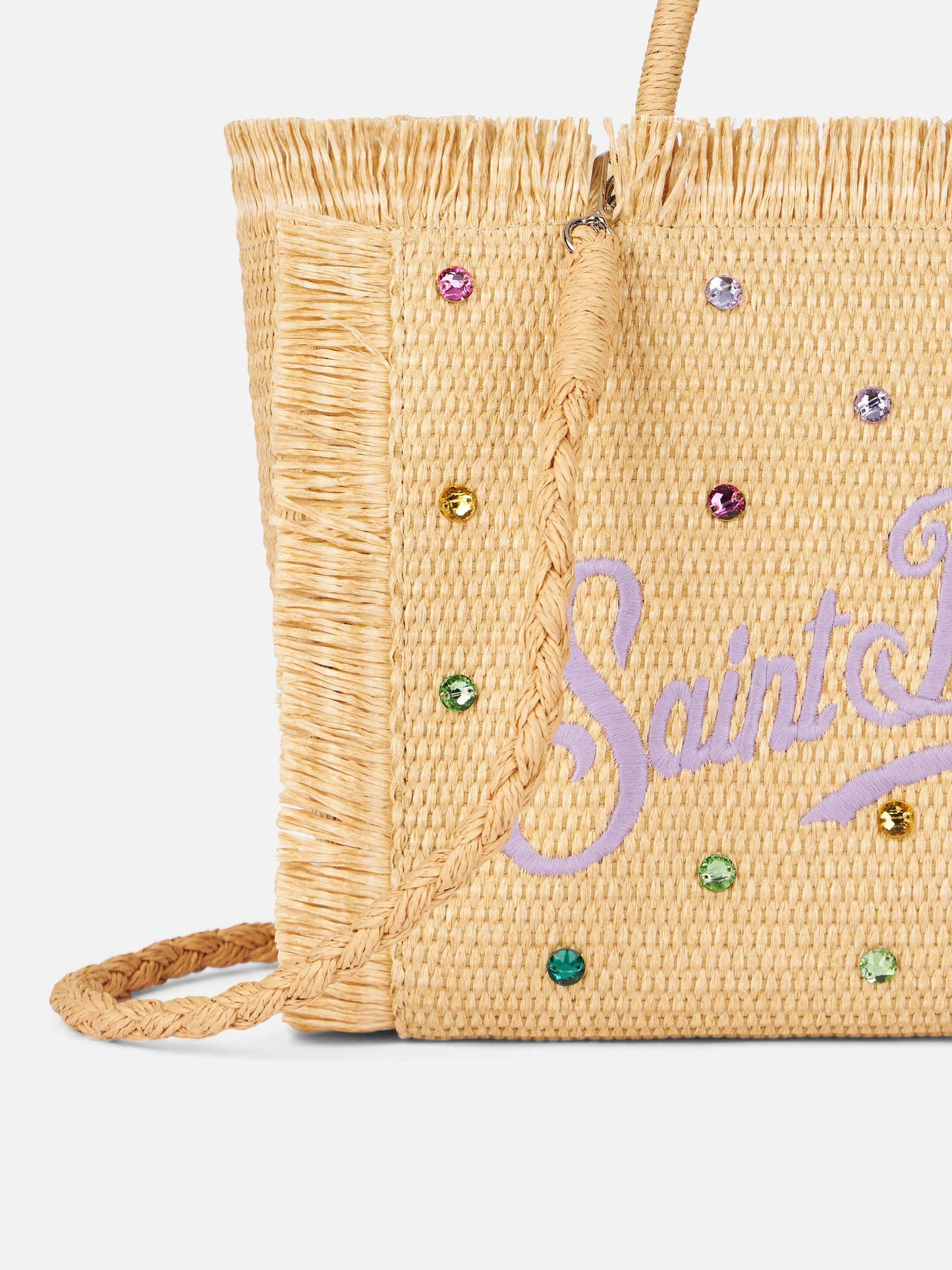 Borsa Colette effetto paglia con decorazioni in strass