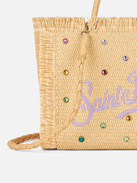 Borsa Colette effetto paglia con decorazioni in strass