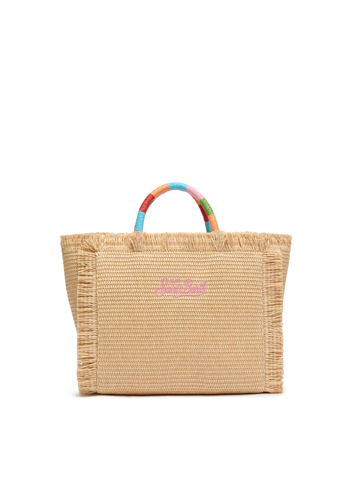 Colette Straw effect handbag with multicolor logo embroidery
