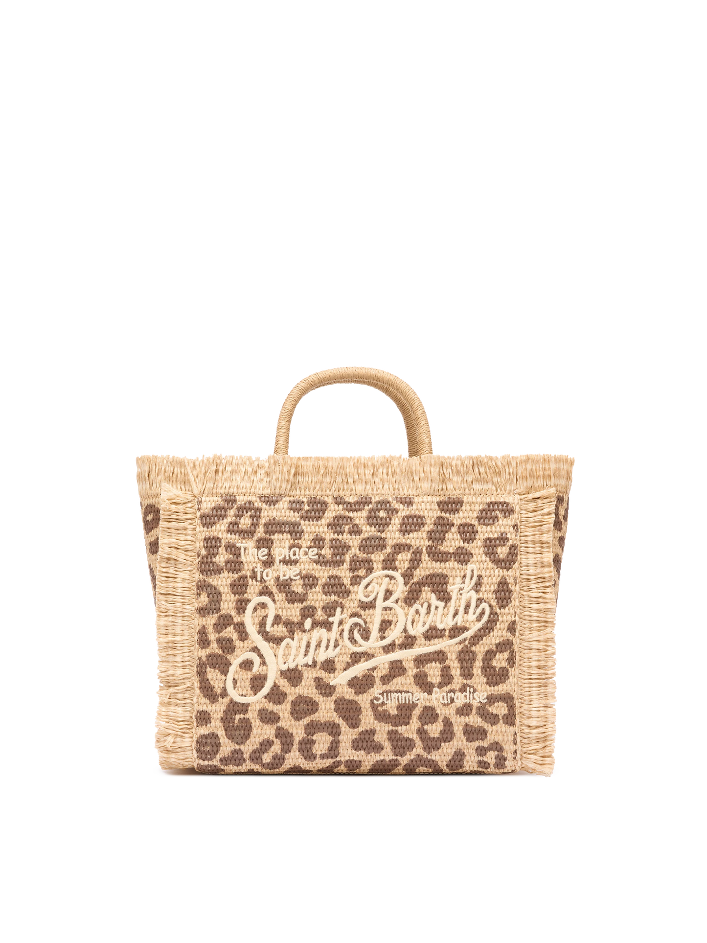 Colette Straw effect handbag with animalier print