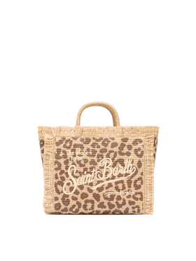 Colette Straw effect handbag with animalier print