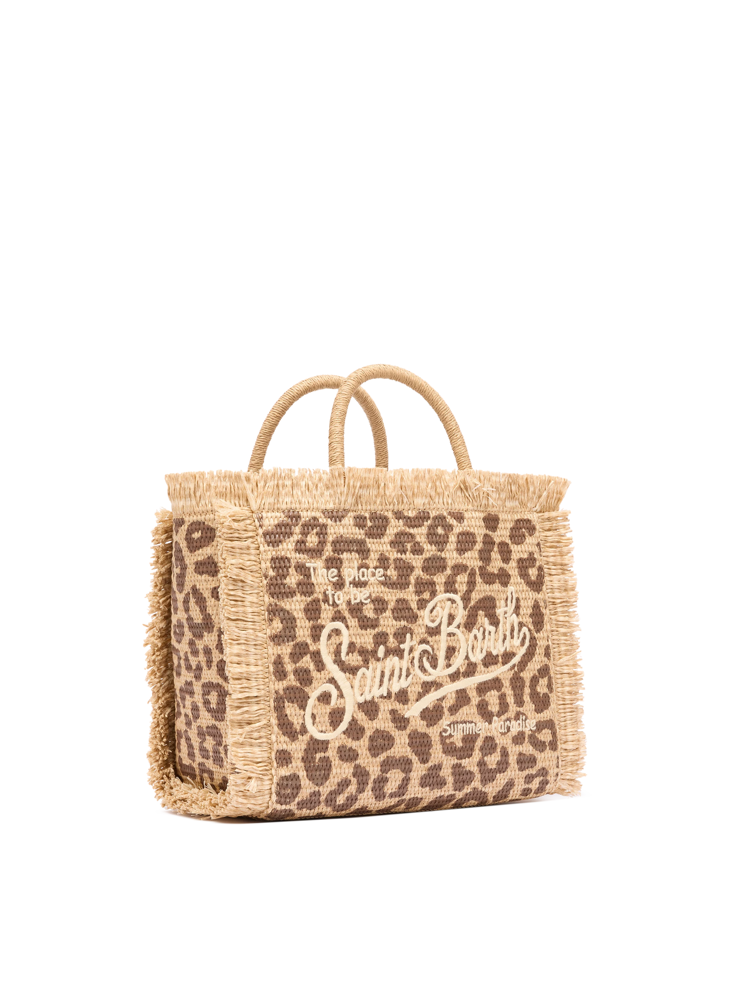 Colette Straw effect handbag with animalier print