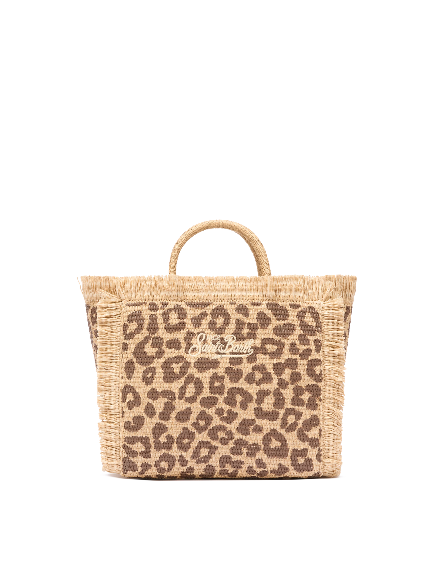 Colette Straw effect handbag with animalier print