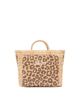 Colette Straw effect handbag with animalier print