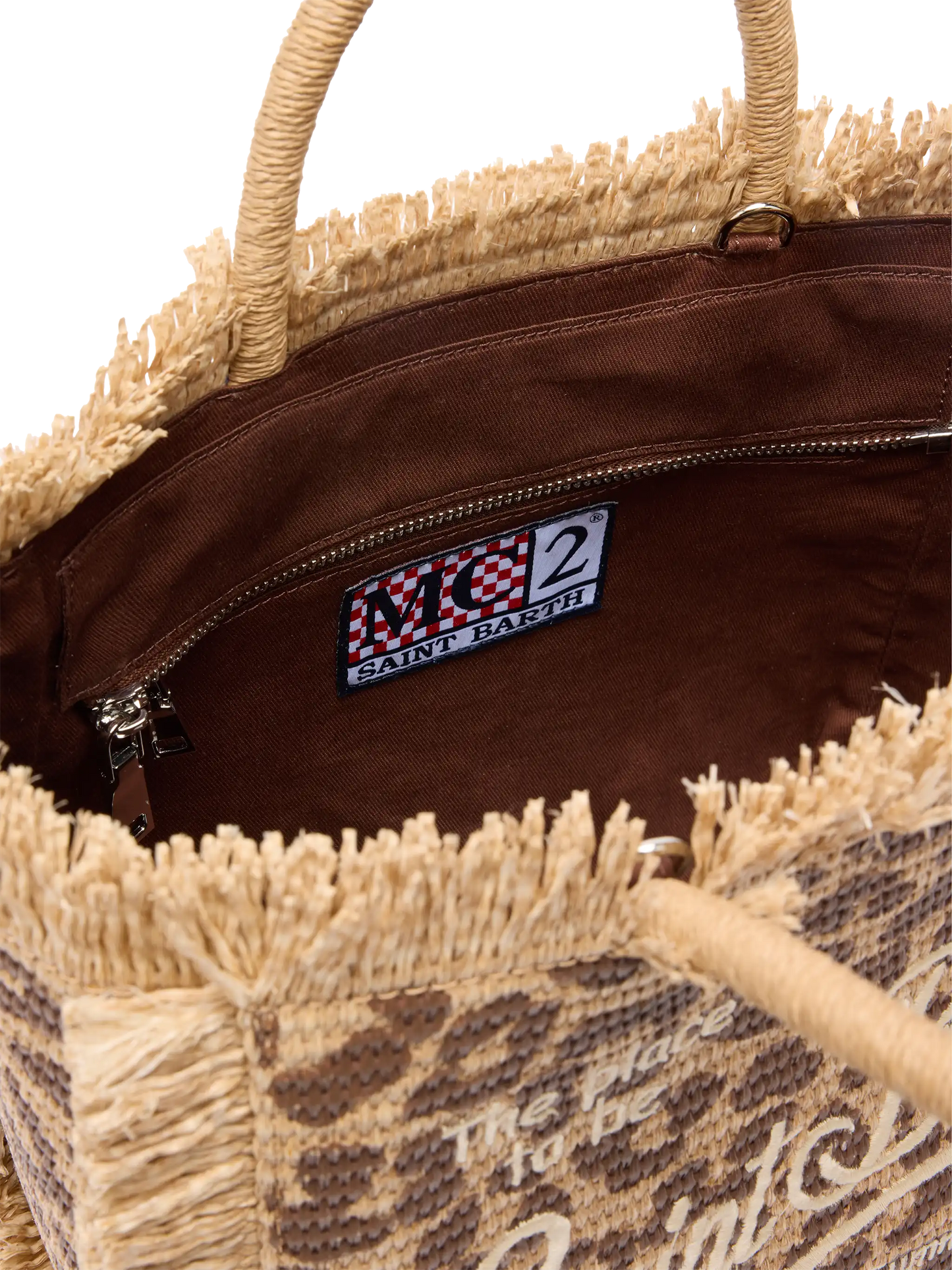 Colette Straw effect handbag with animalier print