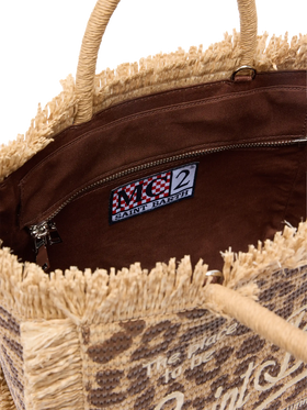 Colette Straw effect handbag with animalier print