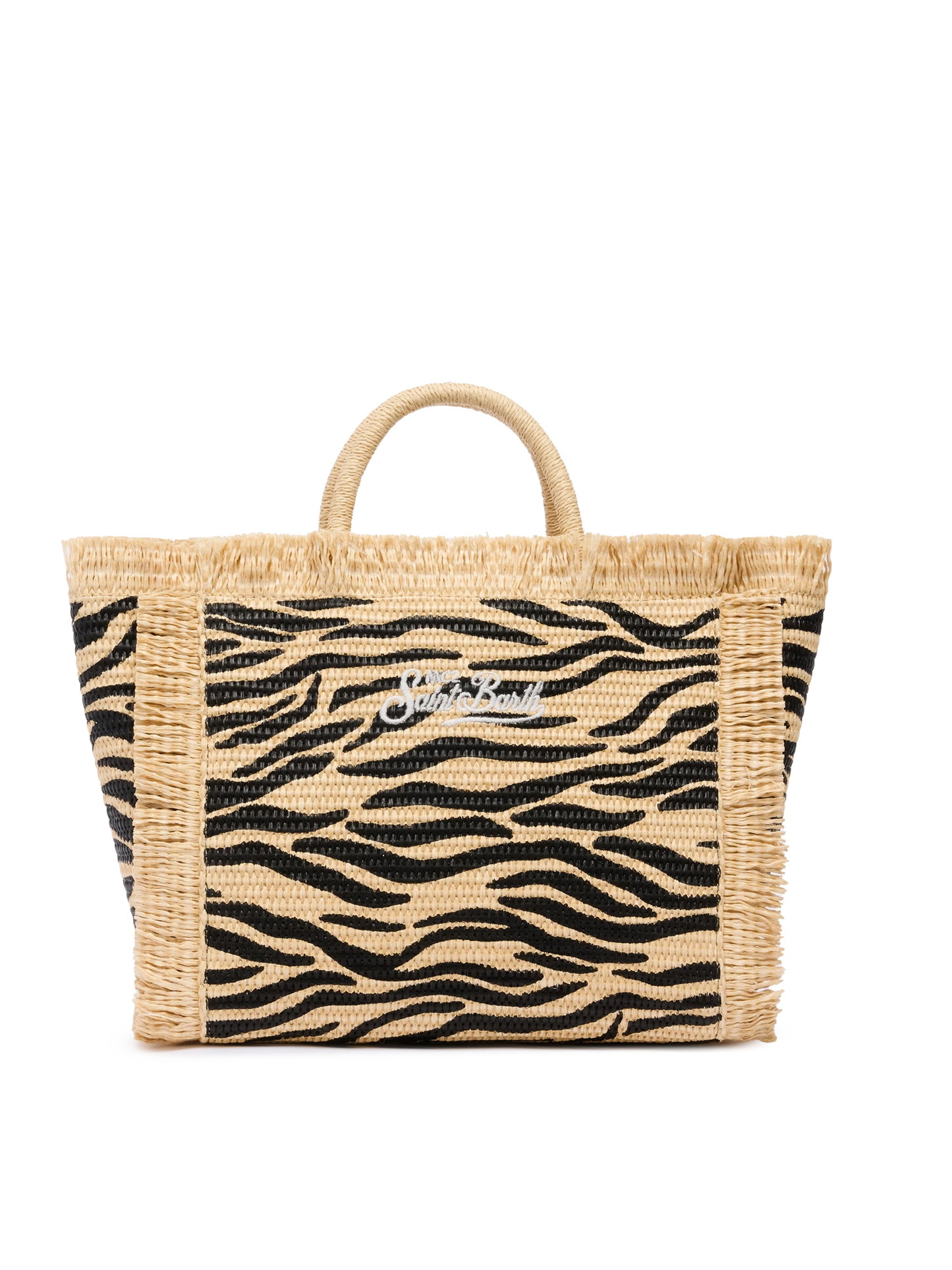 Colette Straw effect handbag with zebra print - MC2 Saint Barth