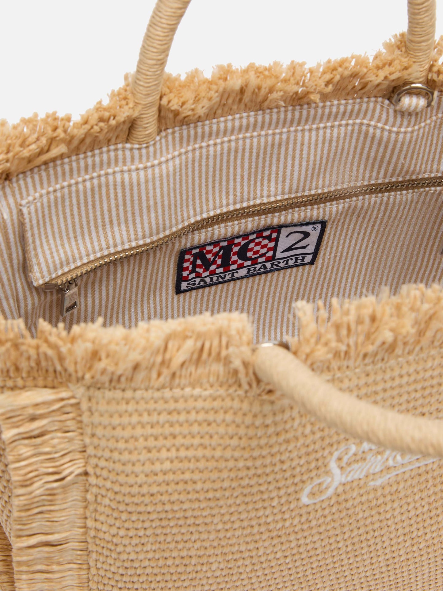 Borsa Colette effetto paglia con logo ricamato