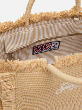 Borsa Colette effetto paglia con logo ricamato