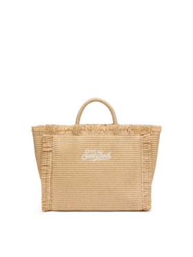 Borsa Colette effetto paglia con logo ricamato