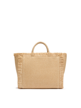 Borsa Colette effetto paglia con logo ricamato