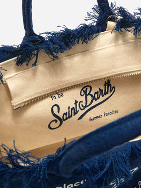 Blue solid color linen Colette bag