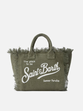 Sac Colette en lin uni vert militaire 