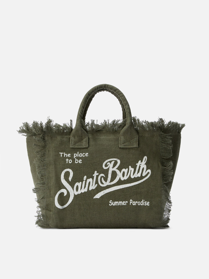 Borsa Colette in lino verde militare tinta unita