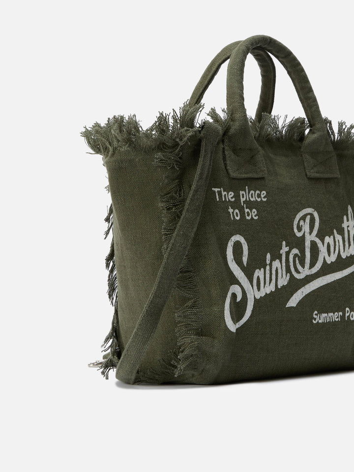 Borsa Colette in lino verde militare tinta unita