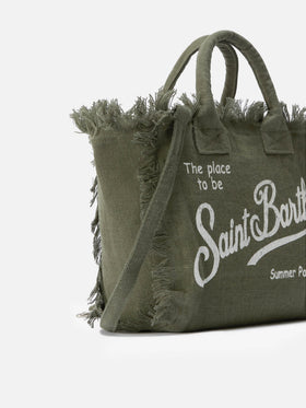 Sac Colette en lin uni vert militaire 