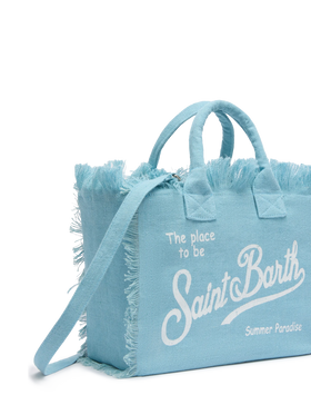 Borsa Colette in lino azzurro