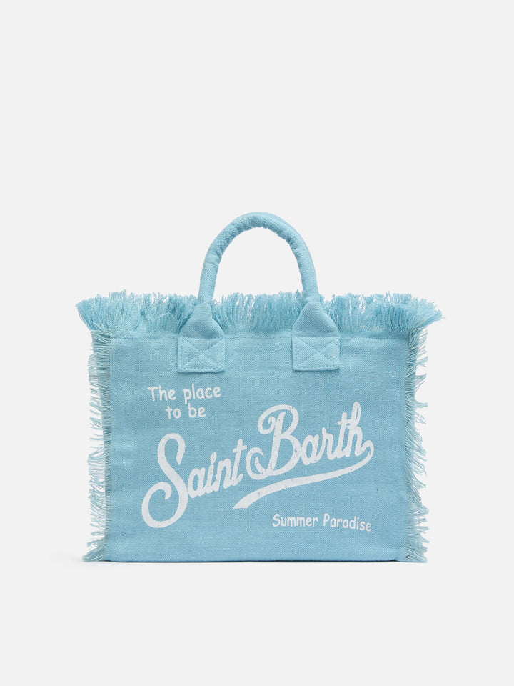 Borsa Colette in lino azzurro