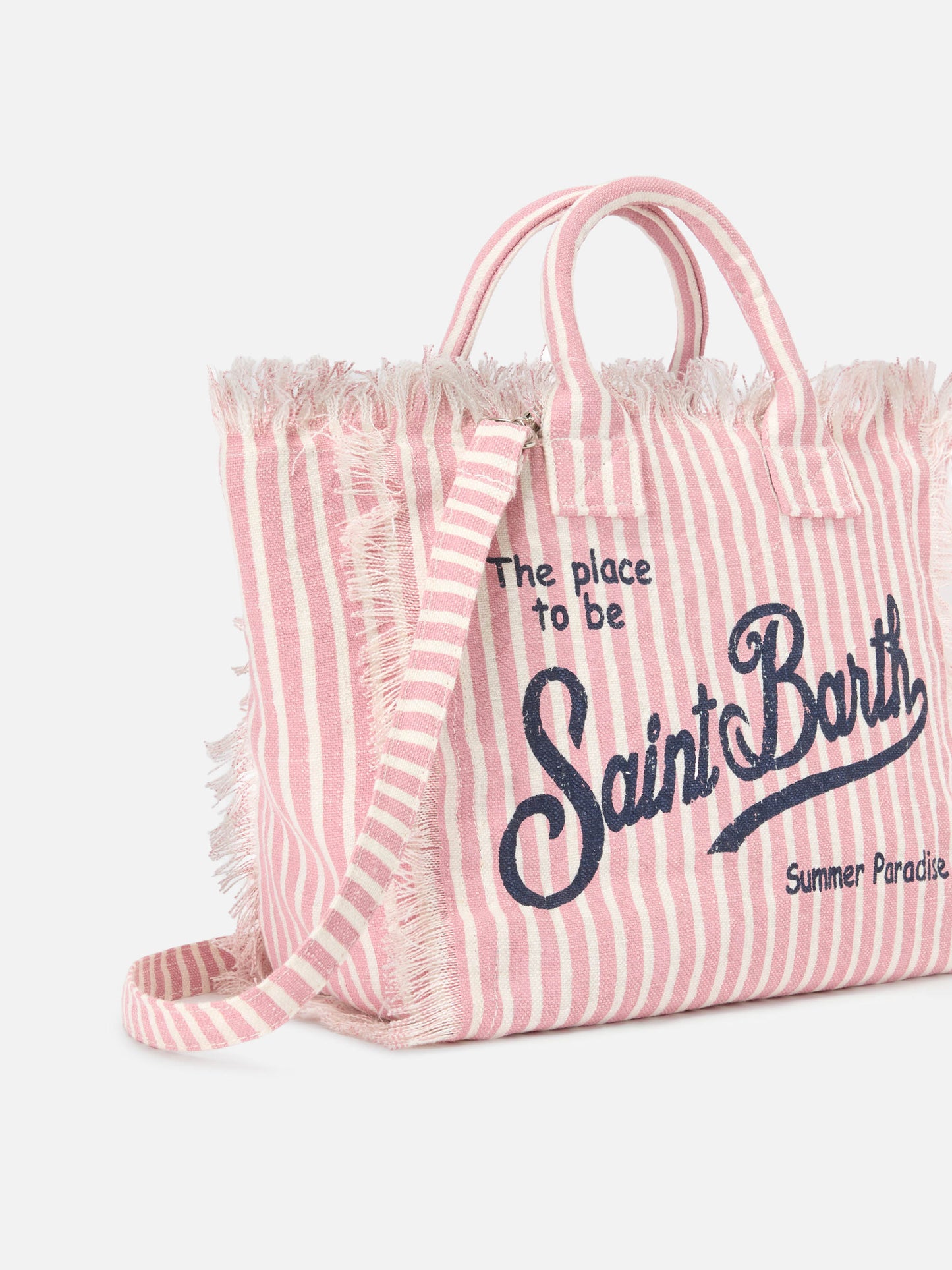 Borsa Colette in lino a righe rosa e bianche