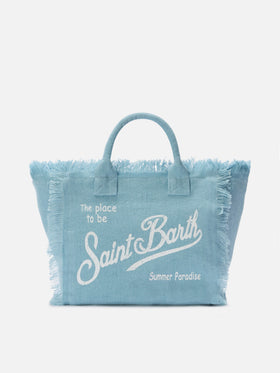 Light blue solid color linen Colette bag