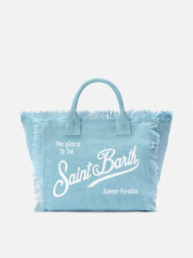 Light blue solid color linen Colette bag