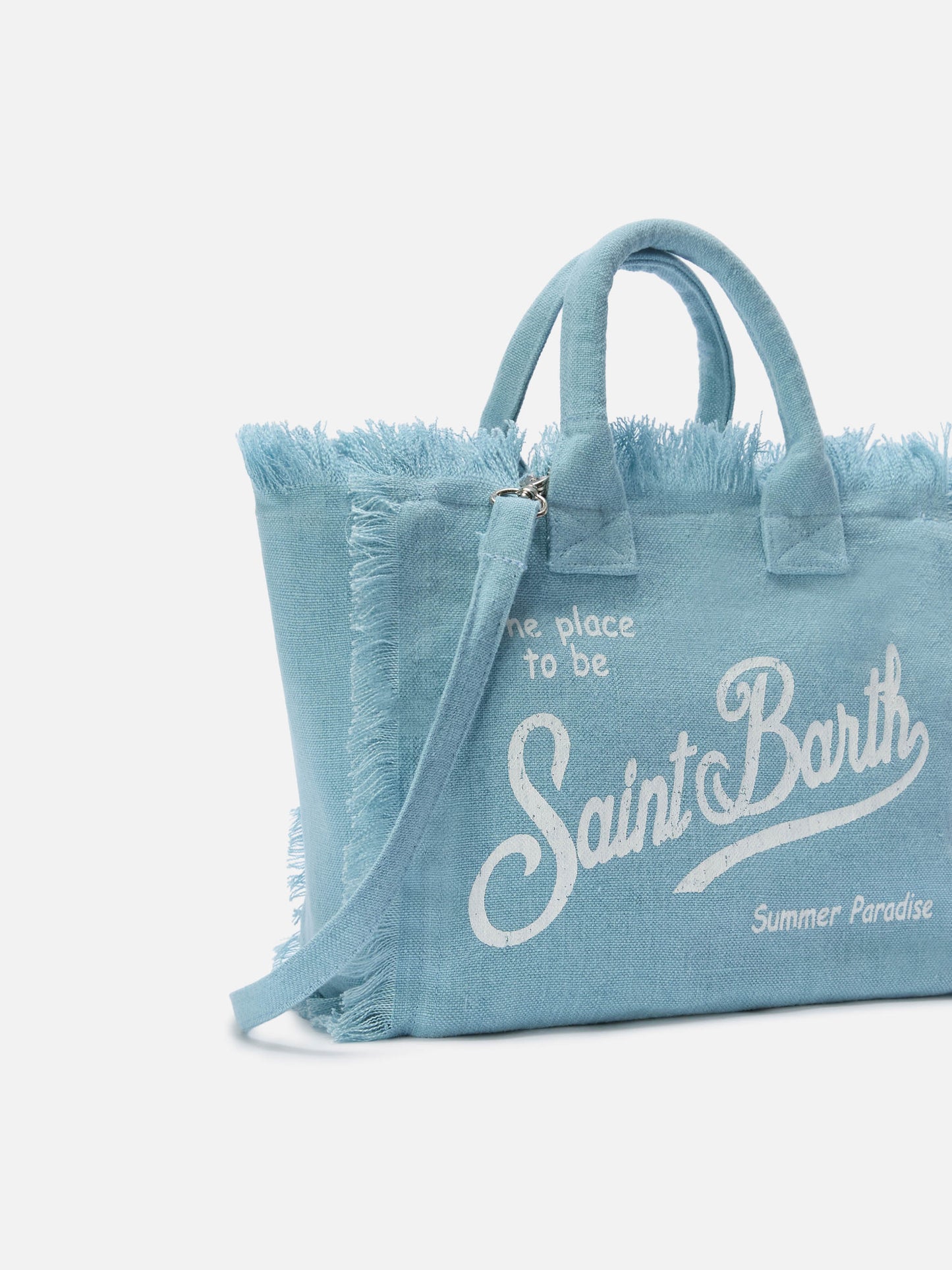 Light blue solid color linen Colette bag