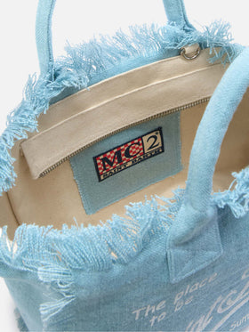Light blue solid color linen Colette bag