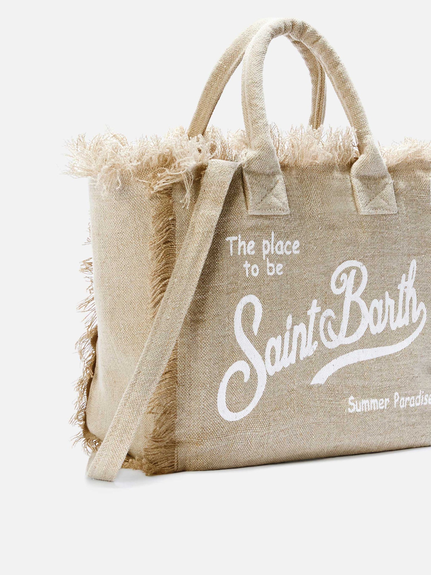 Beige solid color linen Colette bag