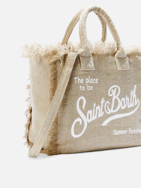 Beige solid color linen Colette bag