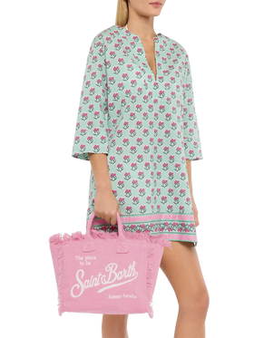 Borsa Colette in lino rosa tinta unita