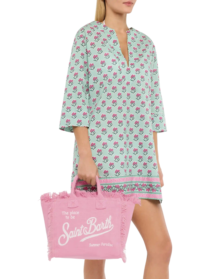 Pink solid color linen Colette bag