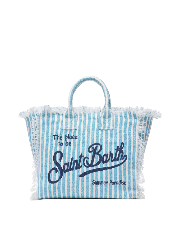 Borsa Colette in lino con stampa a righe