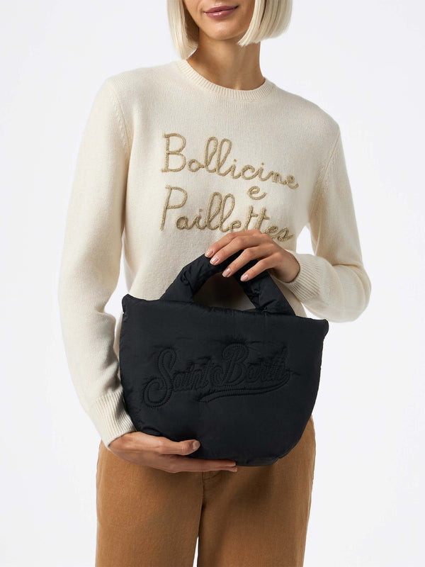 Borsa a mano Colette Puffer nera con tracolla