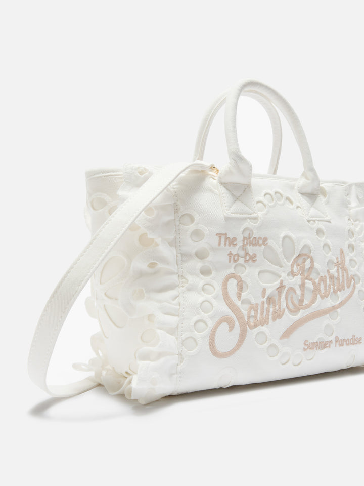 Borsa Colette Volant in cotone sangallo bianco