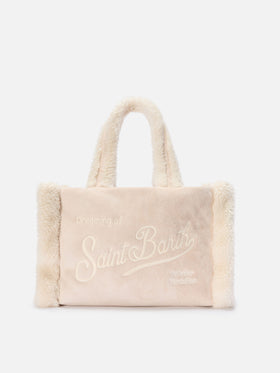 Borsa a mano  Colette Shearling  faux suede ghiaccio con dettagli in shearling