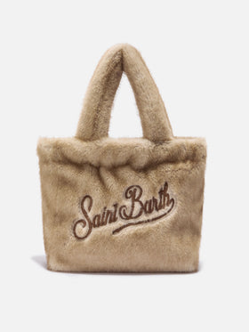 Colette Soft Handtasche aus beigefarbenem Kunstpelz