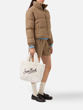 Borsa a mano Colette Soft in faux fur bianco