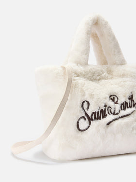 Borsa a mano Colette Soft in faux fur bianco