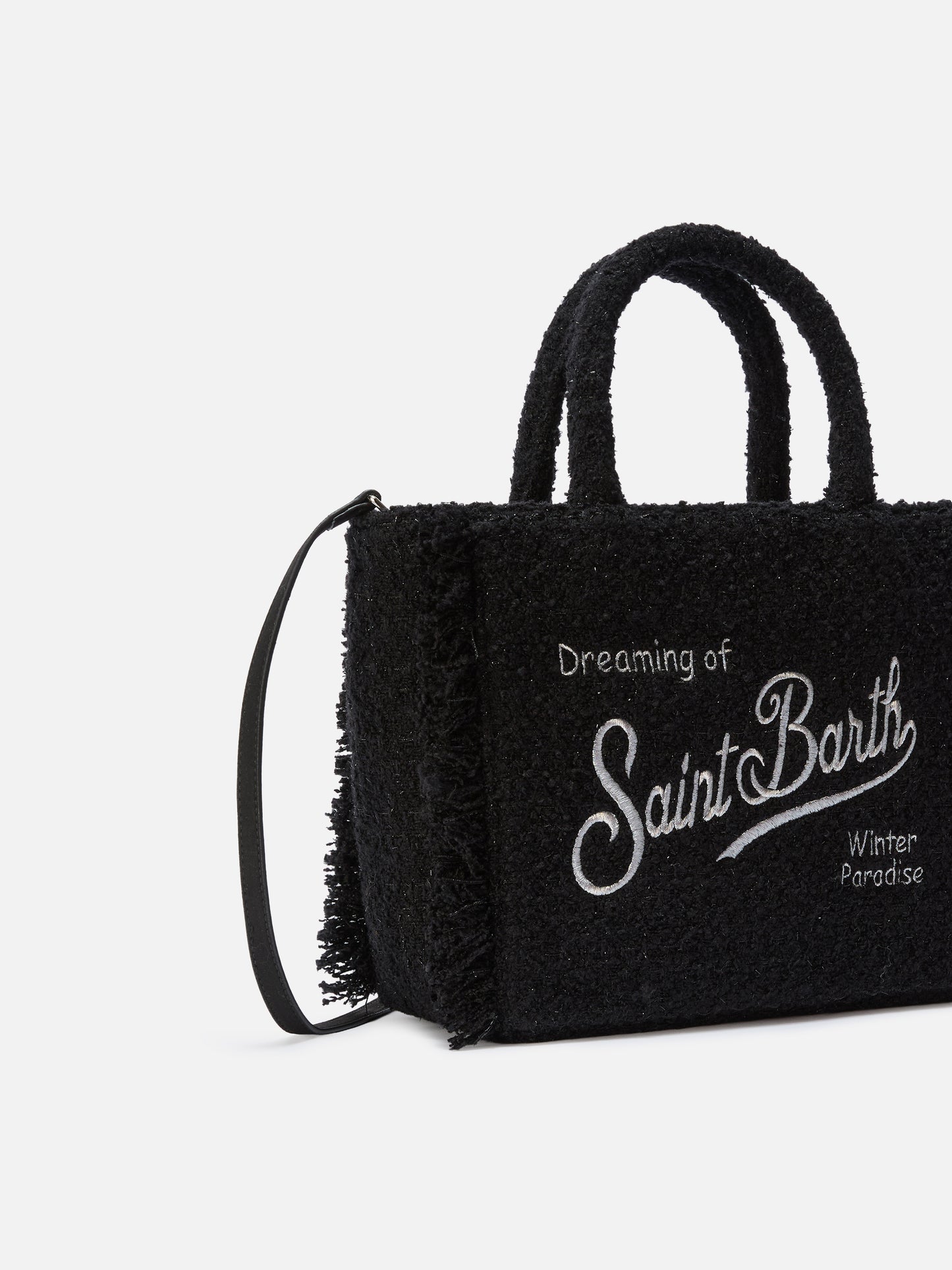 Borsa a mano Colette Tweed in misto lana nera