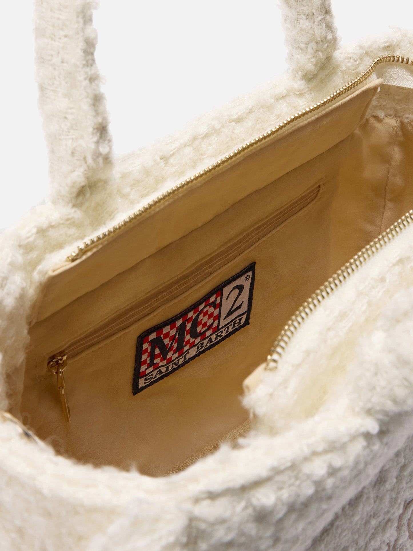 Colette Tweed Handtasche aus weißem Wollmischgewebe