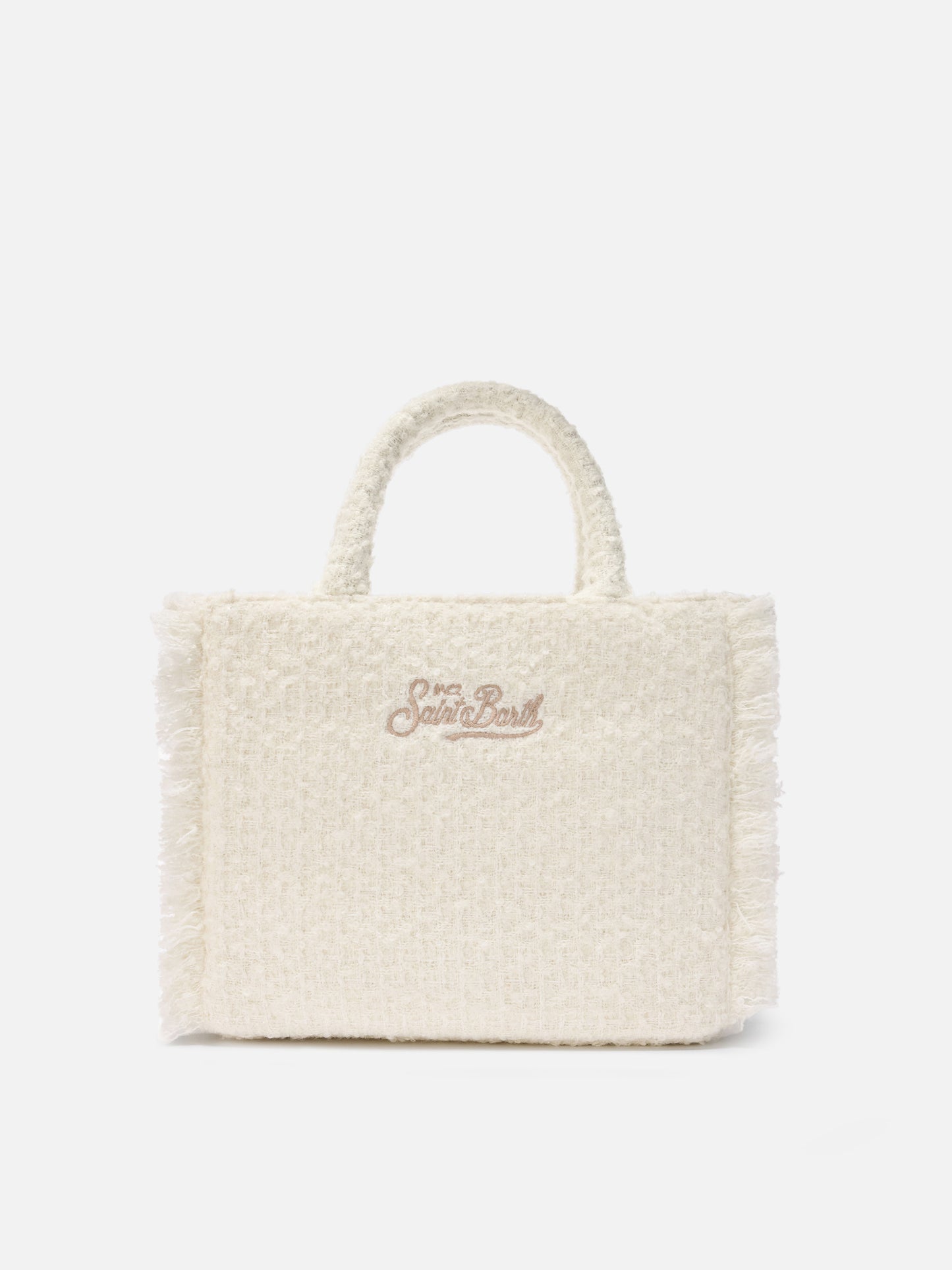 Colette Tweed Handtasche aus weißem Wollmischgewebe