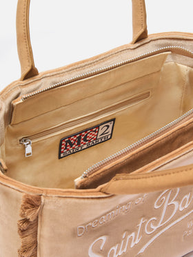 Colette Samthandtasche aus beigefarbenem Samt