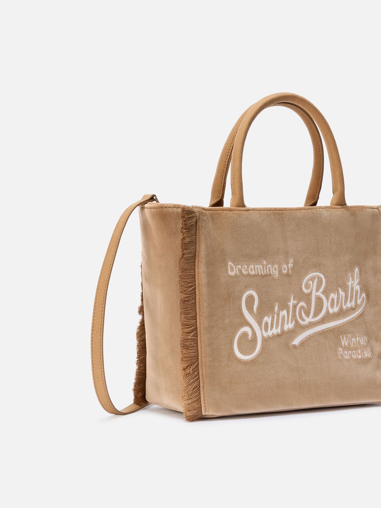 Colette Samthandtasche aus beigefarbenem Samt