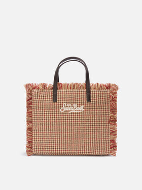 Bolso de lana Beige Colette con motivo de pata de gallo 
