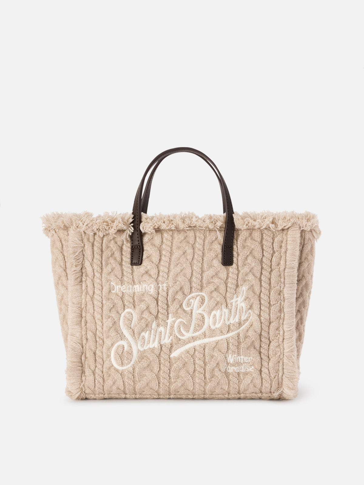 Beige Colette bag with cable knit design