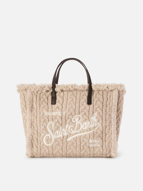 Beige Colette bag with cable knit design
