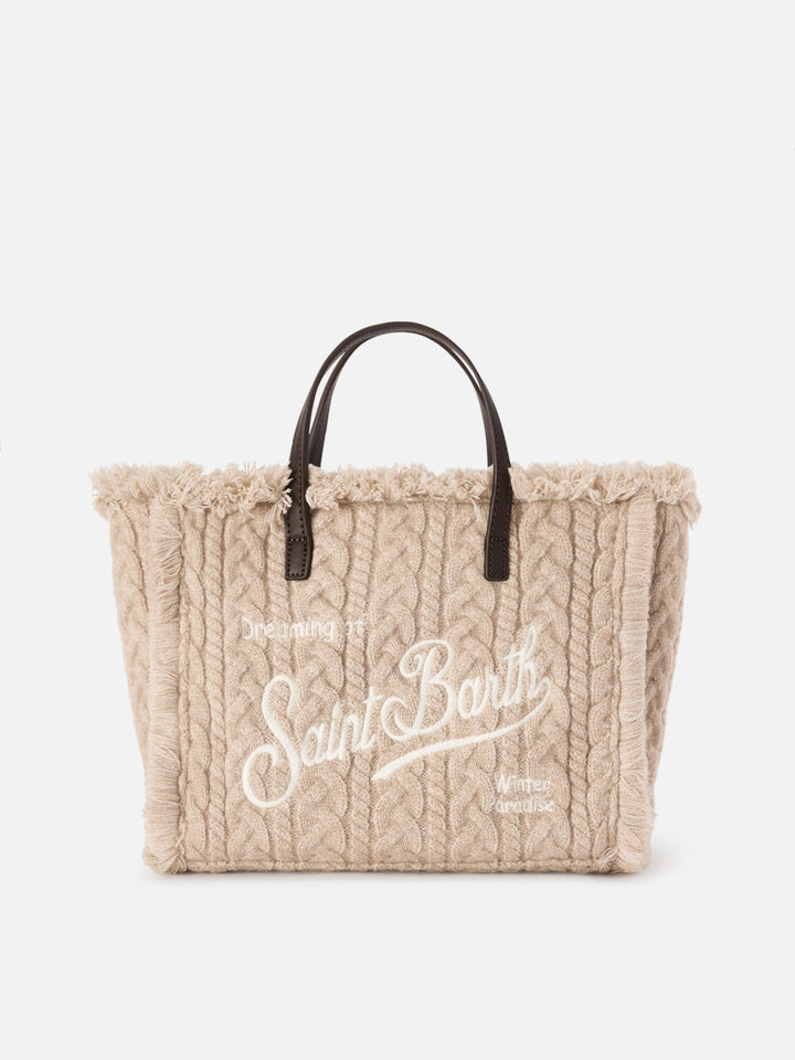 Beige Colette bag with cable knit design