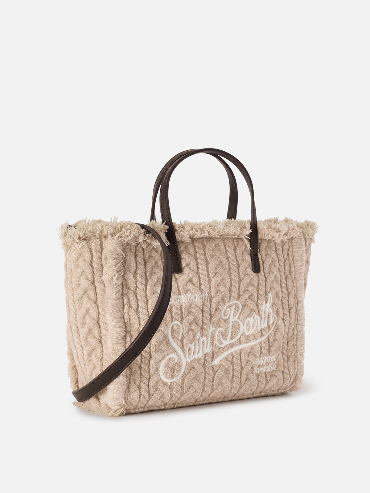 Beige Colette bag with cable knit design