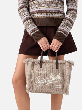 Graue Colette Tasche mit Zopfmuster-Design 